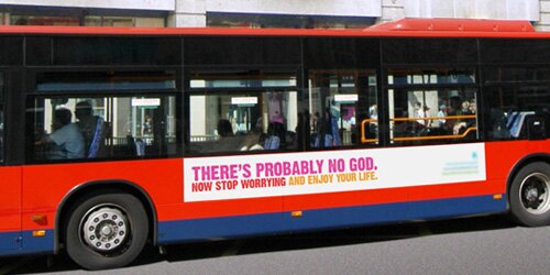 Snapshot of the advert for the Atheist Bus Campaign in London